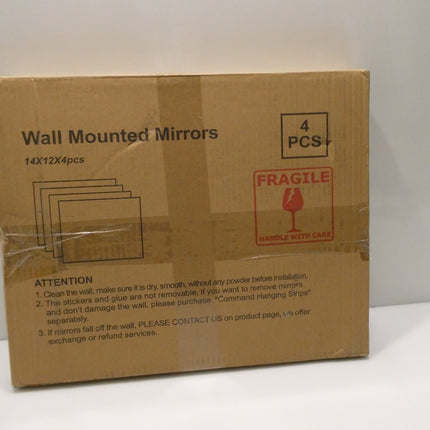 Delma Glass Full Length Wall Mirror Tiles, 14'' x 12'' x 4PCS, Frameless Full Bo
