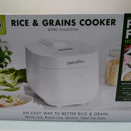Greenpan Bistro Rice and Grains Cooker 2L White, PFAS & Pfoa-Free Removable C...