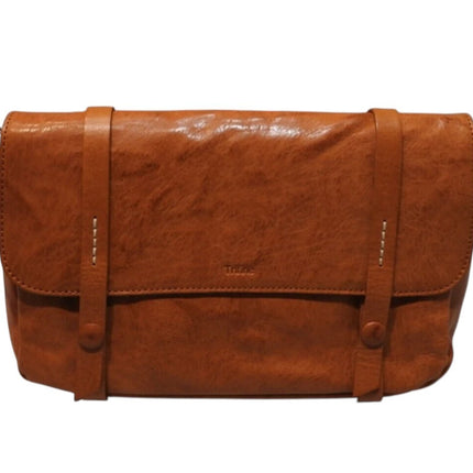 Trifine Unisex Concrete Leather Satchel, Tan, One Size