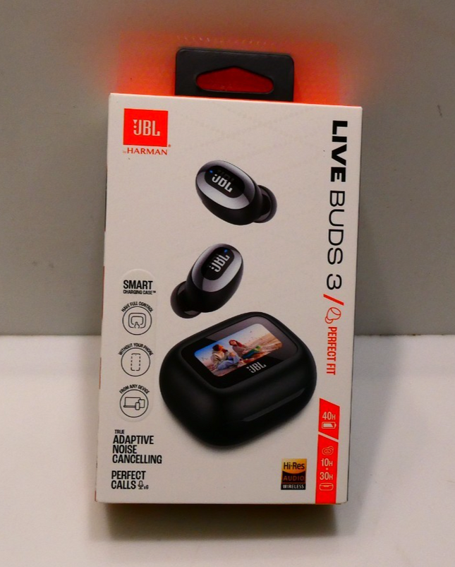 JBL Live Buds 3 True Wireless Noise Cancelling Earbuds with Screen - Black