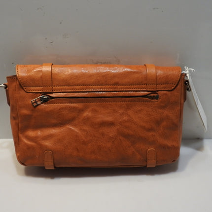 Trifine Unisex Concrete Leather Satchel, Tan, One Size