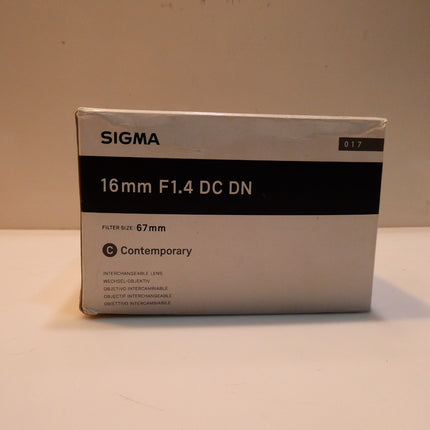Sigma Fujiflim Micro Four Third Mount F/MFT 16mm F1.4 DC DN, 67mm Contemporary
