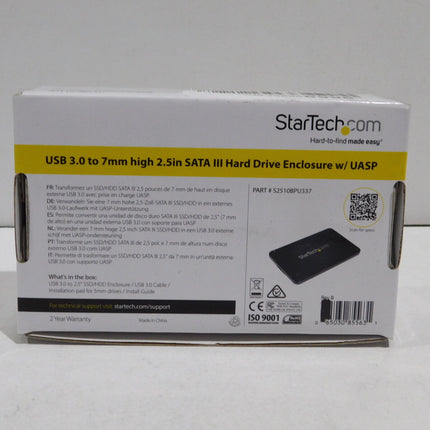 StarTech.com Drive Enclosure for 2.5in SATA SSDs / HDDs - USB 3.0 - 7mm