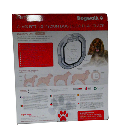 Pet-Tek Glass Fitting Dog Door, Clear