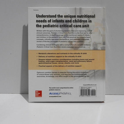 Pediatric Critical Care Nutrition by Nilesh Mehta and Praveen S. Goday (2014, Ha