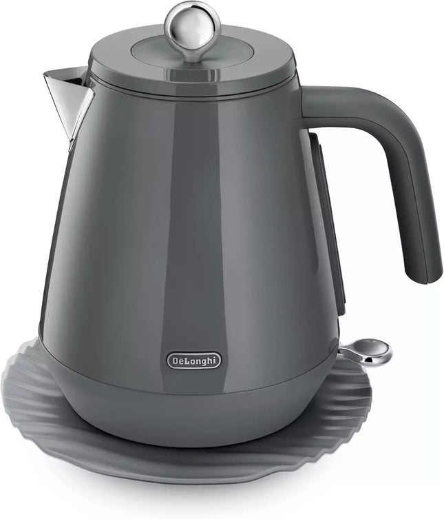 De'Longhi Eclettica Kettle KBY2001G, Classic Style Electric Kettle - Grey