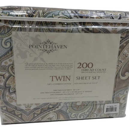 Pointehaven 200 Thread Count Percale Sheet Set, Twin - Cedar