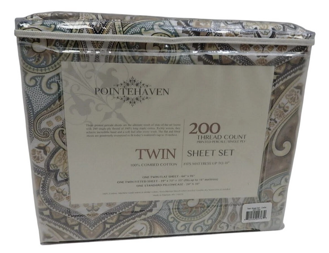 Pointehaven 200 Thread Count Percale Sheet Set, Twin - Cedar