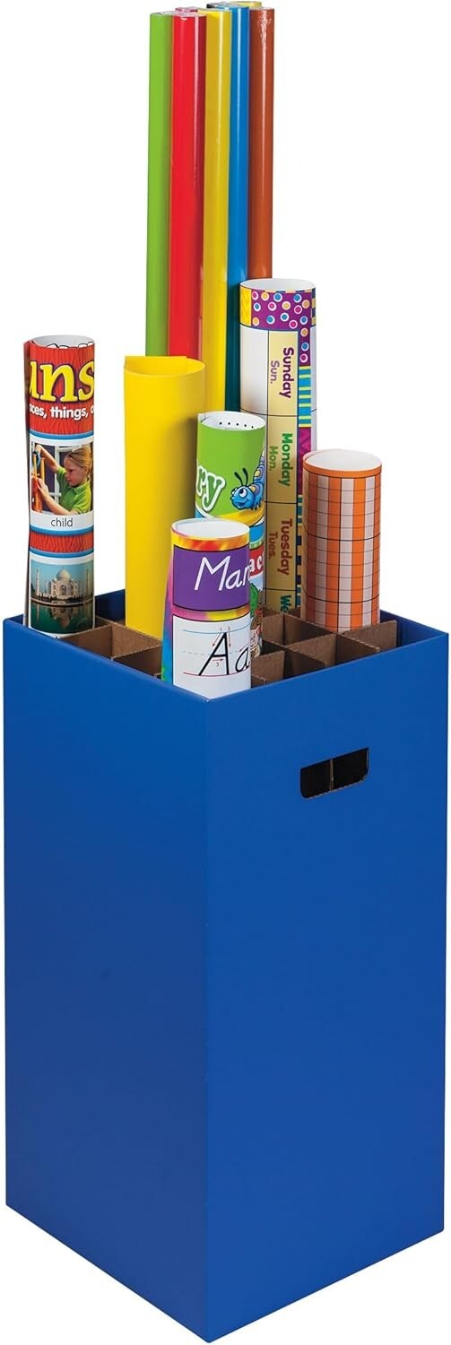 Classroom Keepers Poster & Roll Storage, Blue, 24"H x 12-1/4"W x 12-1/4"D