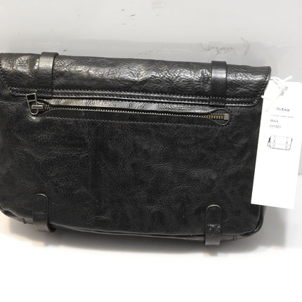 Trifine Unisex Concrete Leather Satchel, Black, One Size