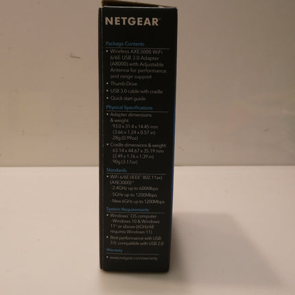 NETGEAR Nighthawk AXE3000 USB Wireless Adapter - USB 3.0 (A8000) Black
