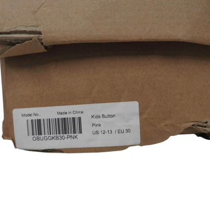 Outback Ugg Boots Kids Button - Premium Double Face Sheepskin Pink,Size US 12-13