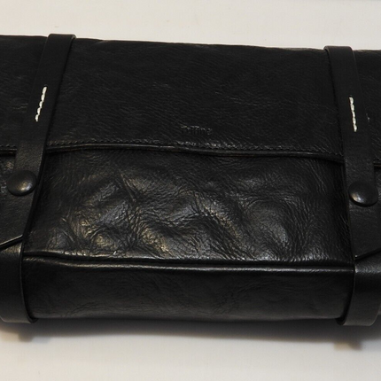 Trifine Unisex Concrete Leather Satchel, Black, One Size