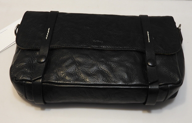 Trifine Unisex Concrete Leather Satchel, Black, One Size