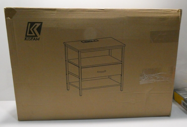 Kisfam Bedside Table,Side Table with Charging Station,End Table with USB Ports a