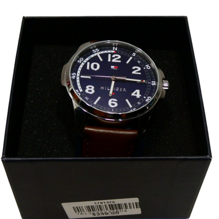 Tommy Hilfiger Table Brown Leather Navy Dial Men's Watch