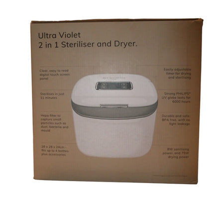 New Beginnings BPA-Free 2-in-1 UV Steriliser and Dryer, Compact & Silent, Fits u