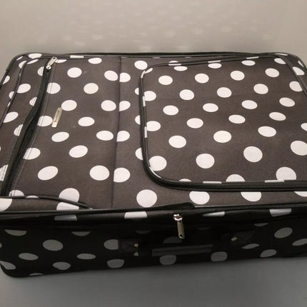 Rockland Vara Softside 3-Piece Upright Luggage Set, Black dot, 3-Piece Set