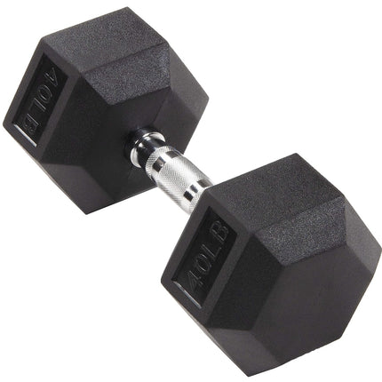 BalanceFrom Rubber Encased Hex Dumbbell 40 Pounds, Single - Black