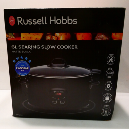 Russell Hobbs 6L Searing Slow Cooker, RHSC650BLK, Digital 3 Heat Settings and Ti