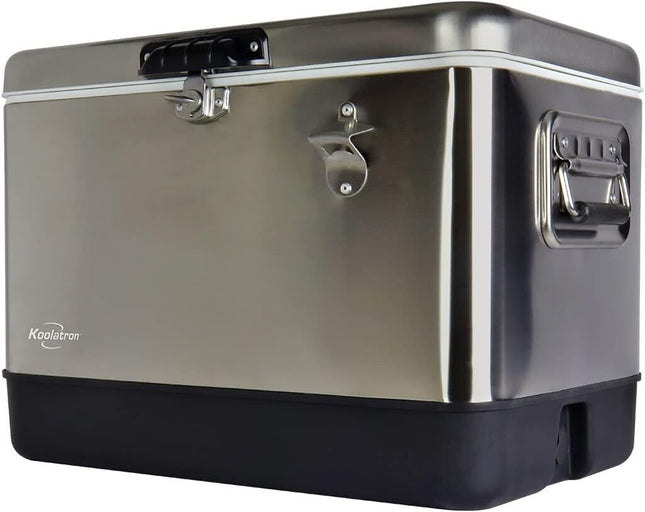 Koolatron Stainless Steel 51 L (54 qt) 85 Can Capacity Ice Chest Beverage Cooler