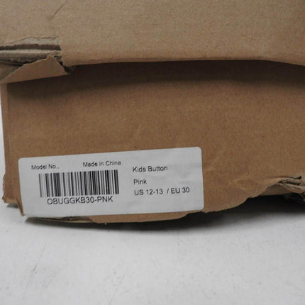 Outback Ugg Boots Kids Button - Premium Double Face Sheepskin Pink,Size US 12-13