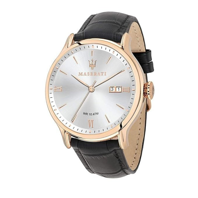 MASERATI Men's 'Epoca' Quartz Stainless Steel and Leather Fashion Watch, Color:B