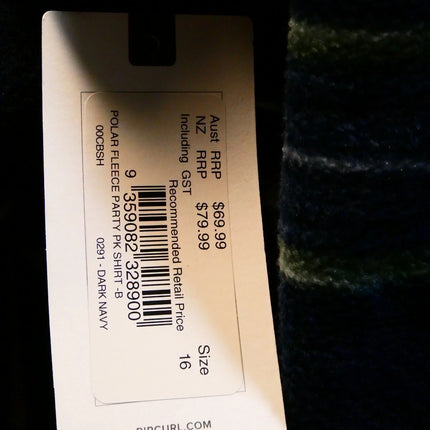 Rip Curl Boys' Polar Fleece Party Pack Shirt, Dark Navy, 16, Dark Navy