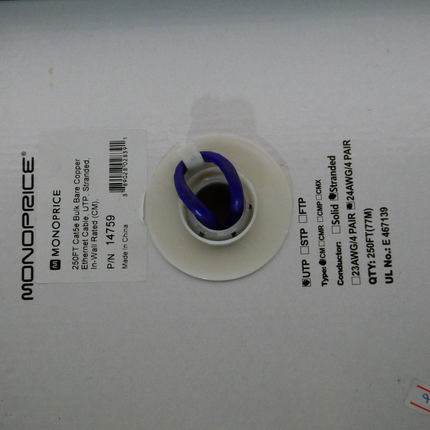 Monoprice Cat5e Ethernet Bulk Cable - Network Internet Cord - Solid, 350Mhz, UTP