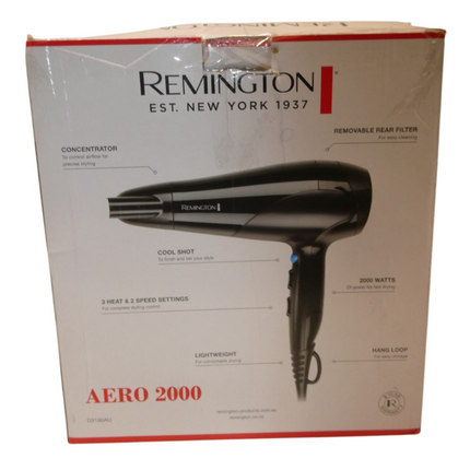 Remington D3190AU Aero 2000 Hair Dryer - Black