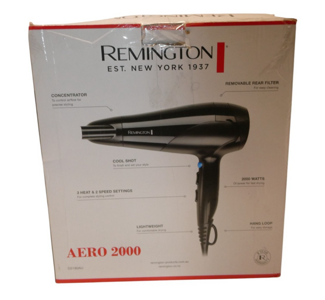Remington D3190AU Aero 2000 Hair Dryer - Black