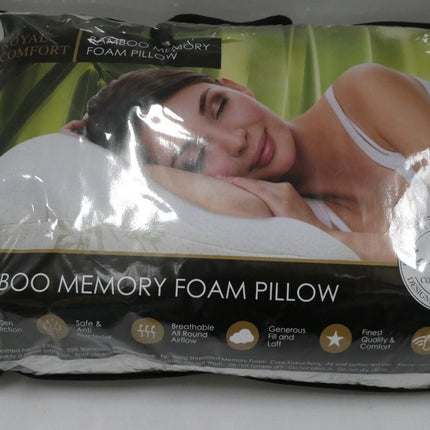 Royal Comfort Pillow Memory Foam Bamboo Covered Moisture Wicking Breathable Comf