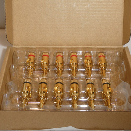 Amazon Basics 24k Gold Connector Banana Plugs, 24 Pack (12 Red, 12 Black)