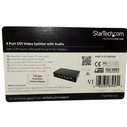 StarTech ST124DVIA 4 Port DVI Video Splitter with Audio