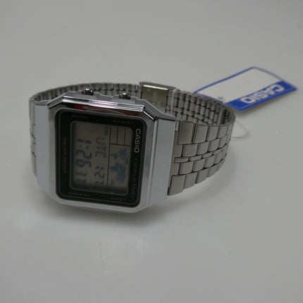 Casio Vintage A500WA-1DF Black Dial Silver Stainless Steel Band Digital Watch -