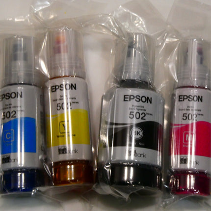 Epson Ecotank 502 Ink, Black, Megenta, Yellow and Cyan