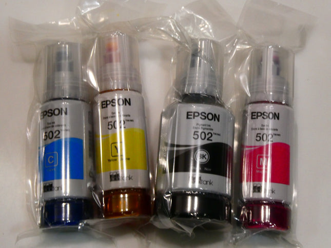 Epson Ecotank 502 Ink, Black, Megenta, Yellow and Cyan