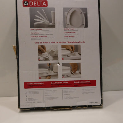 Faucet Morgan Elongated Slow-Close White Toilet Seat with Non-Slip Seat Bumpers,