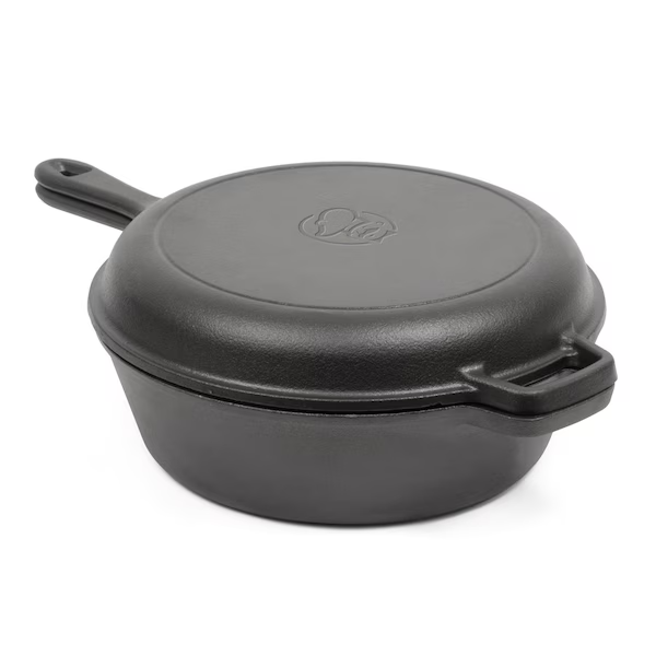 Commercial Chef 3 Qt Cast Iron Dutch Oven with Skillet Lid CHFL3CC
