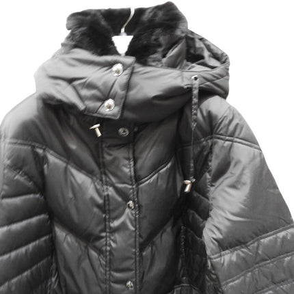 London Fog Women's Plus-Size Mid-Length Faux-Fur Collar Down Coat with Hood - 1X