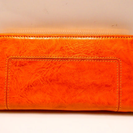 TRIFINE Concrete Leather Zip Wallet, Tan, C01W32