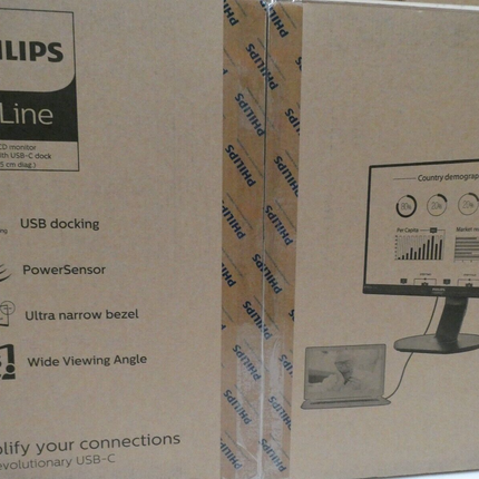 Philips 241B7QUPBEB- 24 Inch FHD Monitor, 75Hz, 5ms, IPS, USB-C Dock, Height Adj