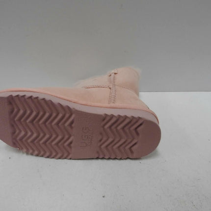 Outback Ugg Boots Kids Button - Premium Double Face Sheepskin Pink,Size US 12-13