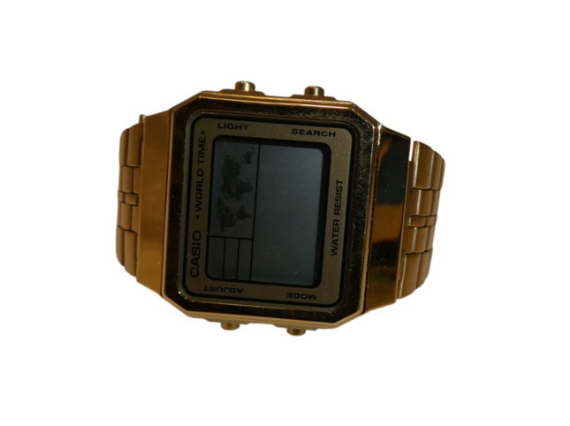 Casio Digital Gold Stainless Steel World Time Watch A500WGA-9DF