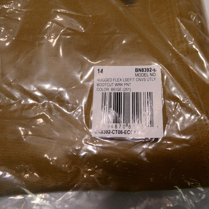 CARHARTT Men's Rugged Flex Loose Fit Canvas Utility Work Pant, Dark Khaki, 14