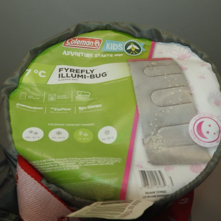 Coleman 1379562 FyreFly Illumi Bug Sleeping Bag, Kids - Pink