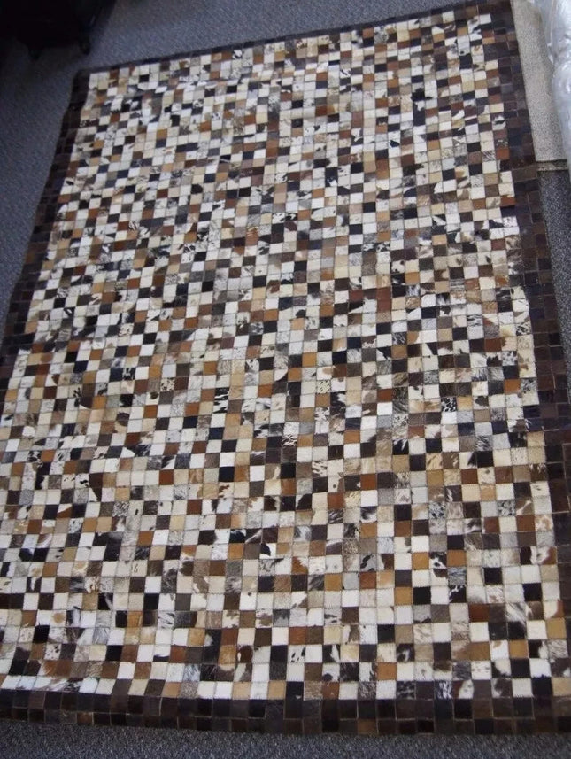 Studio Collection Hand Made / Hairon Leather Patch Rug 225cm x 155cm