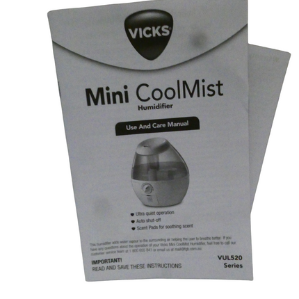 Vicks Mini Cool Mist Humidifier with Auto Shut Off & VapoPads 20 Hours Runtime