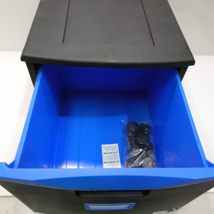 Storex 61269U01C File Cabinet, 1-Drawer, Black/Blue