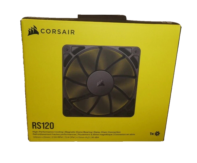 CORSAIR RS120 120mm PWM Fan – Daisy-Chain Connection – Low-Noise – Magnetic Dome